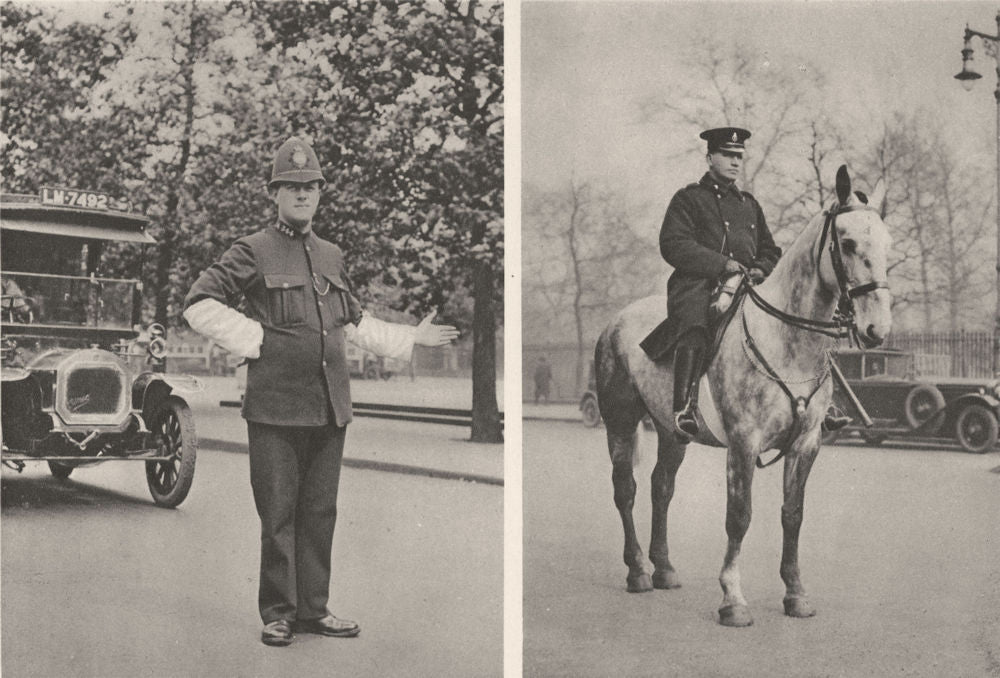LONDON. London's Police force daily work Hyde Park corner Piccadilly. Horse 1926